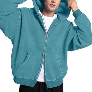 Sweat à capuche zippé 100 % coton délavé avec logo personnalisé pour homme, style vintage, fabrication OEM, streetwear, vente en gros - Product Image 1