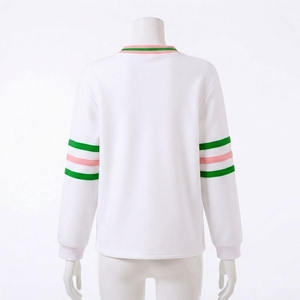เสื้อคาร์ดิแกนผ้าฟลีซสีขาวพิมพ์ลายตัวอักษรกรีกสำหรับชมรมนักเรียนหญิงและชาย ออกแบบเองได้ตามต้องการ สำหรับผู้หญิง สวมใส่สบาย ผลิตจากผ้าฝ้าย 100% - Product Image 2