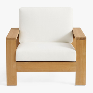 Minimalist Wooden One Seat Garden <b>Sofa</b> With White Cushions <b>Outdoor</b> Furniture Garden <b>Sofa</b> Lounge Chair - Madison - Product Image 4