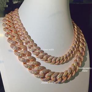 Rose Gold Iced Out Cuban Link Sterling Silver Prong Set 15mm 20mm Luxury Moissanite Hip Hop Jewellery <b>Statement</b> <b>Necklace</b> - Product Image 4