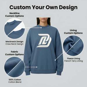 Sudadera con Cuello Alto y Logotipo Personalizado Bordado, Diseño de Puntos, Corte Holgado, Transpirable, de Algodón y Felpa, Ecológica, para Mujer - Product Image 4