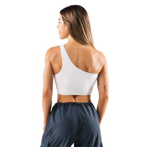 Top Deportivo Blanco para Mujer, de un Solo Hombro, Sin Costuras, Elástico, con Soporte, para Yoga, Gimnasio, Fitness, Ejercicio, Ropa Deportiva - Product Image 4