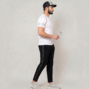 Men's <b>White</b> Printed T-Shirt <b>Tracksuit</b> Joggers Set Crew Neck Tee Trouser Set Lightweight 100% Polyester T Shirt Track Suits - Product Image 3