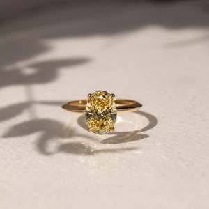 Envío Rápido, Venta al Por Mayor, Anillo Solitario de Plata 925 con Moissanita Amarilla Canaria de 3 Quilates, Corte Ovalado, Engaste de Garras, VVS, para Boda, a la Moda - Product Image 4