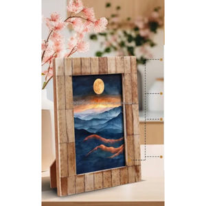 Juego de Marcos de Fotos de Madera Hechos a Mano con Rayas Blancas, Negras y Rosas y Borde Rojo, Arte Moderno en Resina, Decoración para el Hogar - Product Image 6