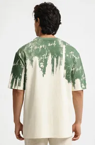 Men's 100% Cotton Loose Knitted Crew Neck T-Shirt Washed Solid Front Graphic Short Sleeve Casual Streetwear Soft Custom Logo - Product Image 2