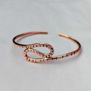 Abstract Wave Solid <b>Copper</b> Cuff <b>Bangle</b> Hand Carved Geometric Twisted Wristband Earthy Artisan Metal Jewelry Gift - Product Image 3