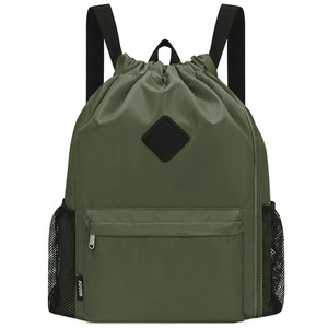 <b>Drawstring</b> <b>Backpack</b> Sports Gym Bag Made Of Water Resistant Nylon With Shoes Compartment Cinch String Beach Carrier - Product Image 1