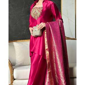Conjunto de Fiesta Rosa para Mujer de Maruti Creation Designer, con Top, Salwar Farashi y Dupatta, Talla M - Product Image 6