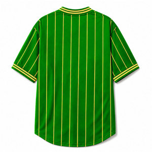Chemise de baseball rayée verte pour femmes Chi Eta Phi Sorority, manches courtes, boutonnée, décontractée, streetwear pour femmes Chi - Product Image 3