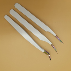 Precision Stainless Steel Eyelash Tweezers with Pointed Tip White and Rainbow Tip Rust <b>Free</b> Leigh <b>weight</b> Custom Logo and Design - Product Image 4