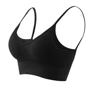 Soutien-gorge de sport pour femme à col en V, vente en gros, pour fitness, course, gym, yoga, en tissu tricoté - Product Image 2