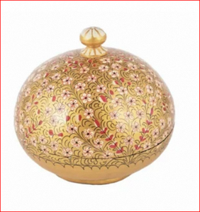 Boîte à bijoux ronde en papier mâché peinte à la main, élégante et tendance - Product Image 3