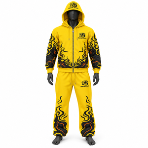 Custom Winter Tracksuit <b>2</b> <b>Piece</b> Zip Up Hoodie Jogger <b>Pants</b> Regular Fit Sportswear <b>Set</b> - Product Image 2