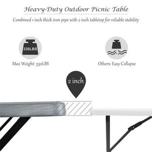Gray Picnic <b>Table</b> <b>Bench</b> Garden <b>Set</b> - Product Image 5