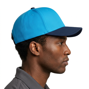 Casquette de baseball bleue à 6 panneaux, couleur contrastante, ajustée, décontractée, en coton, style uni, pour adulte, toutes saisons - Product Image 3