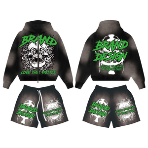 Ensembles courts pour hommes, tenues décontractées en 2 pièces, sweats à capuche et shorts personnalisés pour hommes, adaptés pour la course à pied et les sports - Product Image 3