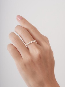 Bague demi-éternité en or massif 14 carats avec diamant de laboratoire taille brillant rond, bijou de fiançailles élégant pour les amoureux - Product Image 3