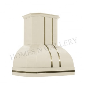 Hotte de cuisine murale en acier inoxydable avec revêtement blanc de style français, personnalisable, pour la décoration et l'extraction des fumées - Product Image 4