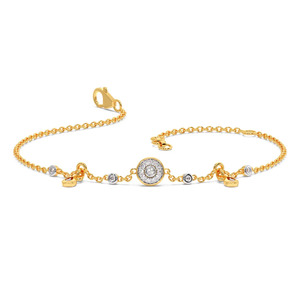 Bracelet délicat à halo de diamants ronds avec breloques en forme de larme - Product Image 2