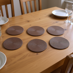 Set de 6 dessous-de-plat ronds Excelsa marron 36x36 cm en plastique - Product Image 3