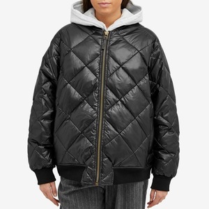 Blouson Bomber Matelassé Noir Brillant Bleu Haute Qualité Hiver Unisexe Col Montant Imperméable Coupe-Vent Écologique - Product Image 5