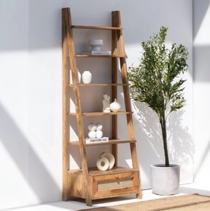 Modern <b>Wooden</b> Ladder Shelf 6 Tier Freestanding <b>Bookcase</b> Storage Rack for Living Room Home Office - Product Image 1