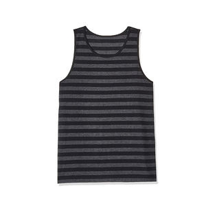 Débardeur tricoté rayé à col rond pour homme – Débardeur décontracté sans manches en tissu recyclé – Gilet de sport durable pour homme - Product Image 1