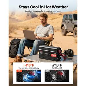 Convertisseur d'alimentation onduleur à onde sinusoïdale modifiée 1000W pour voiture avec port USB Type-C, 2 prises CA et voyant LED pour onduleur de camping-car - Product Image 5