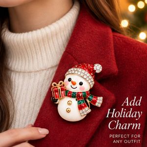 Broches de Noël festives avec Père Noël en émail et strass en cristal, épingles de revers fantaisie pour femmes, cadeaux de fête - Product Image 6