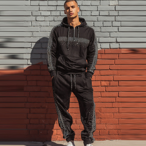 Women Crop Rhinestone Tracksuit <b>Drop</b> Shoulder Cropped Hoodie Rhinestone Jogger Pants Set Winter Streetwear Rhinestone Tracksuits - Product Image 4