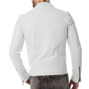 Veste en cuir pour homme respirante de haute qualité avec col montant et logo frontal, vêtement d'hiver décontracté et écologique - Product Image 3