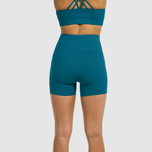 Shorts de yoga taille haute pour femmes avec poches - Spandex/Polyester respirant 4 modèles Séchage rapide et écologique pour la salle de sport et l'entraînement - Product Image 6
