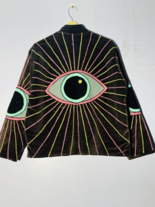 Veste Suzani en velours brodée à la main - Kimono œil maléfique psychédélique - Manteau bohème tendance - Product Image 2