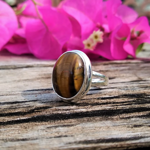 Natural <b>Tiger</b> <b>Eye</b> Stone <b>Ring</b> Handmade 925 Silver Gemstone Jewelry <b>Ring</b> For Her/Him - Product Image 1