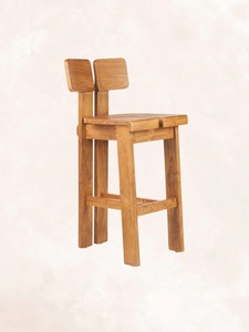 Premium Teak Wood Bar <b>Stool</b> with Dual Back Support and Footrest Durable Minimalist High Chair for Cafe, Bar, Restaurant - Product Image 4