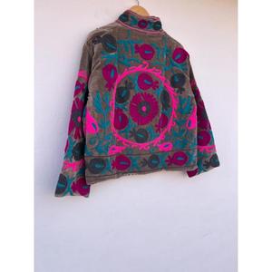 Embroidery Suzani Velvet Cotton Knitted Varsity <b>Jacket</b> Handmade Autumn Winter Regular Length Ethnic Bohemian Breathable Heated - Product Image 6
