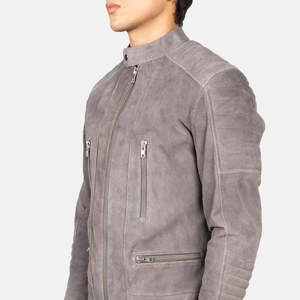 Blouson Biker OEM Hiver en Daim Gris Damian pour Homme – Col Montant Décontracté, Fermeture Éclair, Coupe-Vent, Respirant, Écologique, Séchage Rapide - Product Image 2