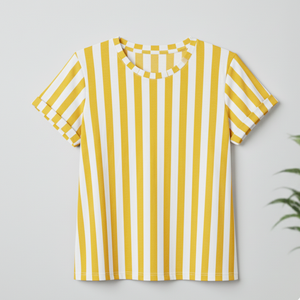T-shirt jaune et blanc pour femmes avec services OEM, qualité supérieure, chemises pour femmes à manches courtes et col rond - Product Image 2