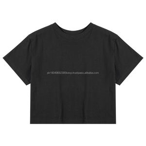 Summer Hot Sale <b>Men</b> Knitted Cropped T-<b>shirt</b> 210gsm Breathable Quick Dry 100% Cotton <b>Shirts</b> Custom Logo High Street Style - Product Image 3