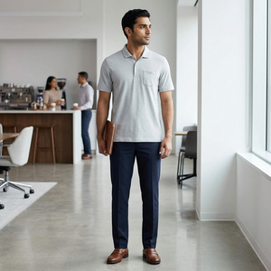 Polo en coton interlock personnalisé pour homme, tissu lisse de qualité supérieure, manches courtes, tenue décontractée professionnelle, fabricant de vêtements OEM ODM - Product Image 1