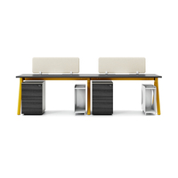 Mobilier de bureau moderne Ordinateur de bureau à panneaux de particules Bureau de 4 personnes pour poste de travail 4 places