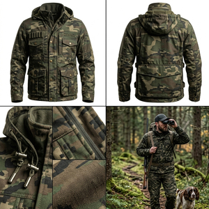 Wholesale Men's Summer Softshell <b>Waterproof</b> <b>Camo</b> Hunting <b>Jacket</b> Insulated Thermal Fleece Outdoor Tactical Nylon Lining Front - Product Image 6