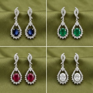 Pendientes de Oro Blanco Sólido de 18k con Zafiro, de Alta Gama, Directo de Fábrica en China, para Mujer, para Boda - Product Image 5