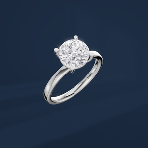 Bague de fiançailles classique en diamant rond brillant avec diamants pavés sur les côtés en platine PT950 pour femme - Product Image 1