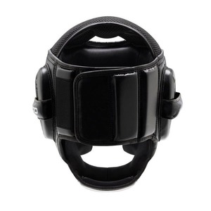 <b>Black</b> PU Leather Boxing Head Guard with Clear Visor and up to 7 Air Vents Adjustable Buckle Closure Unisex Adult Universal - Product Image 2