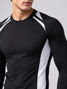 Camiseta de Manga Larga para Hombre, Color Sólido, 100% Poliéster, UPF50+, Ecológica, de Secado Rápido y Absorción de Sudor, para Fitness - Product Image 1
