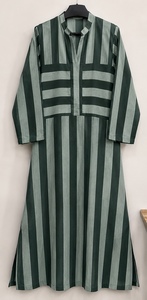 Eco-Friendly Sleeveless Deep Neck <b>String</b> Closure Breathable Washable Casual Floor-Length Cotton Kaftan A-Line Striped Night Wear - Product Image 3