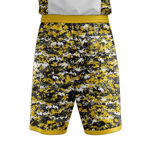Custom Men's Basketball Uniform White Yellow <b>Camouflage</b> Print V-Neck Quick Dry Sporty Jersey Set Summer Wear - Product Image 5