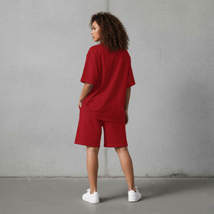 Conjunto de 2 Piezas para Mujer, de Alta Calidad, Hombros Caídos, Spandex + Algodón, Color Sólido, Corto, Transpirable, Ropa Urbana de Verano - Product Image 6